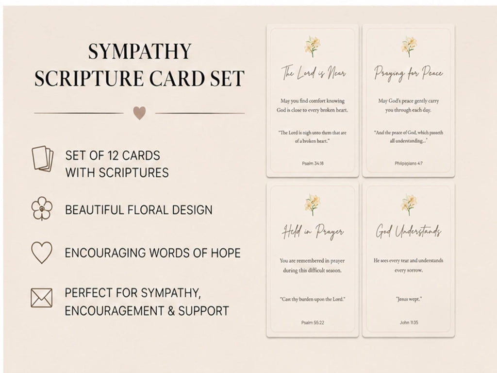 Sympathy Scripture Cards | Christian Encouragement, Grief Support, Bereavement (Set of 12)