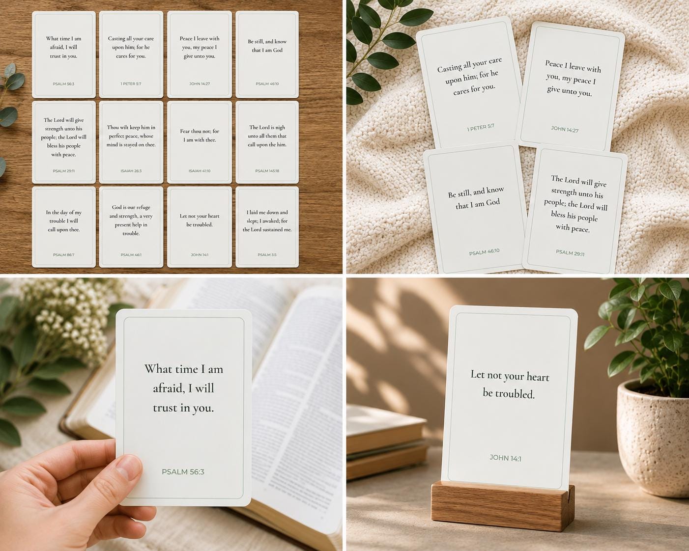 Anxiety Scripture Cards | Bible Verses for Worry, Faith Encouragement (12 Cards)