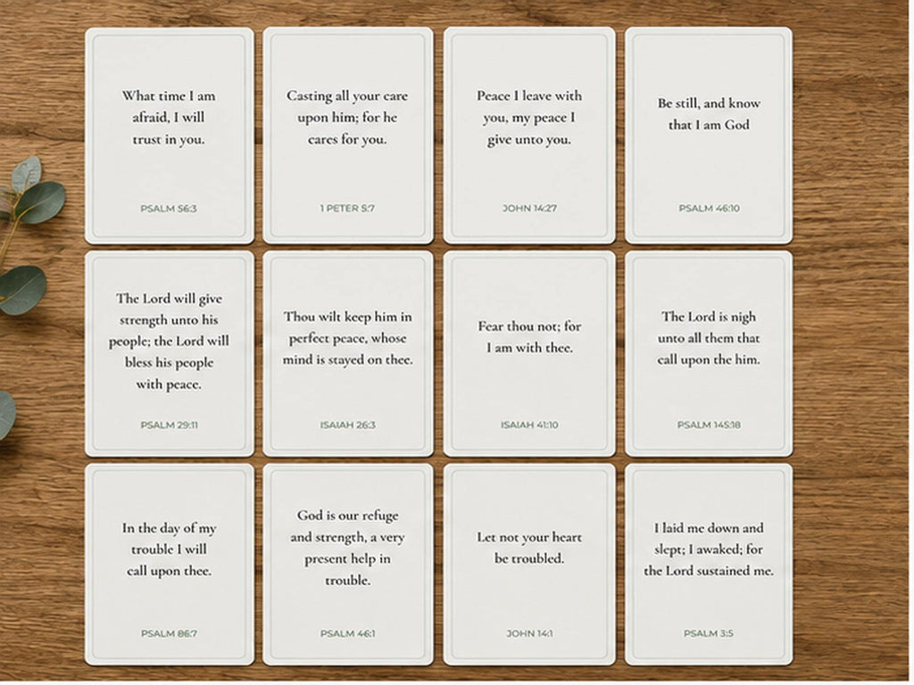 Anxiety Scripture Cards | Bible Verses for Worry, Faith Encouragement (12 Cards)