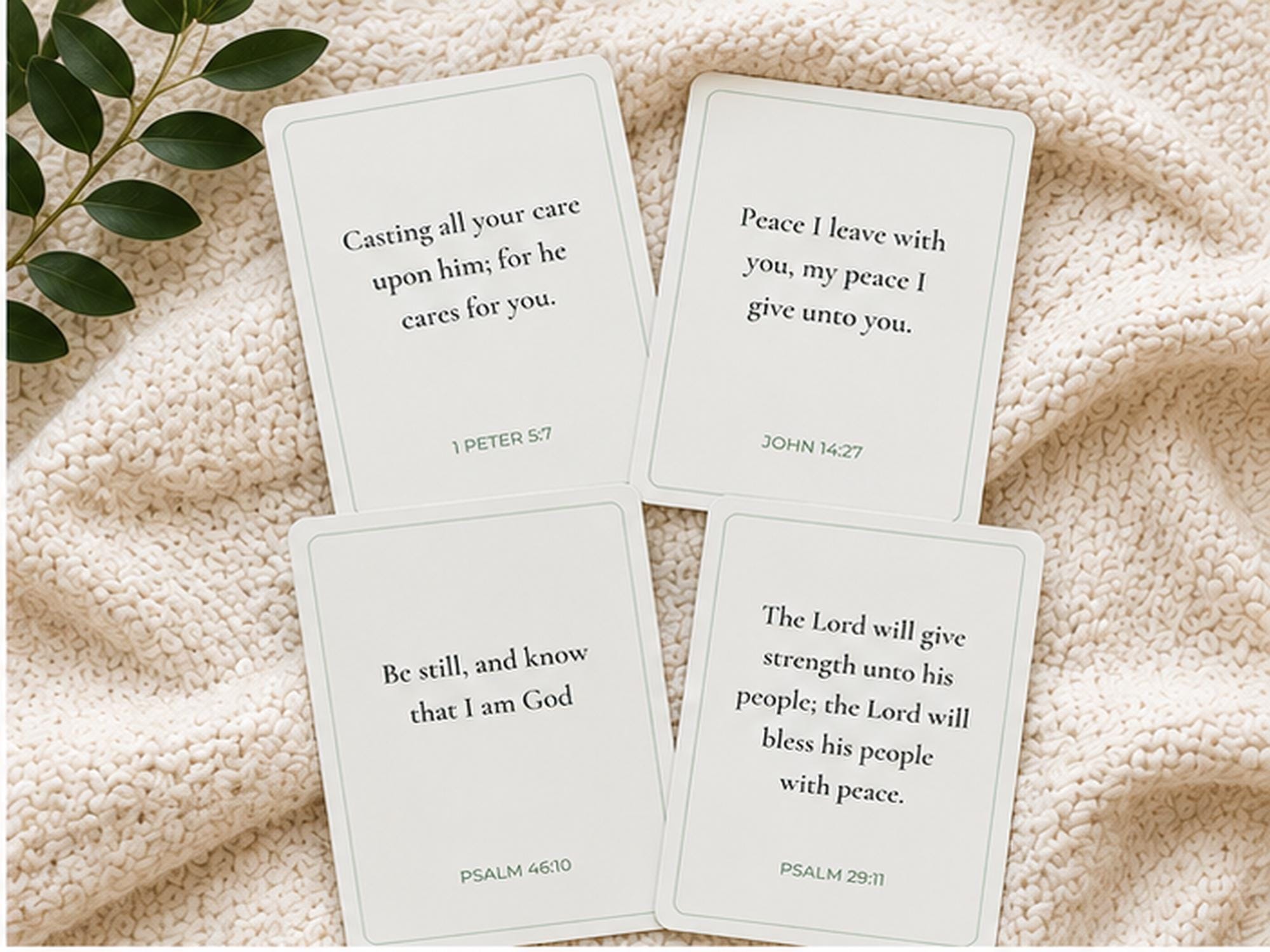 Anxiety Scripture Cards | Bible Verses for Worry, Faith Encouragement (12 Cards)