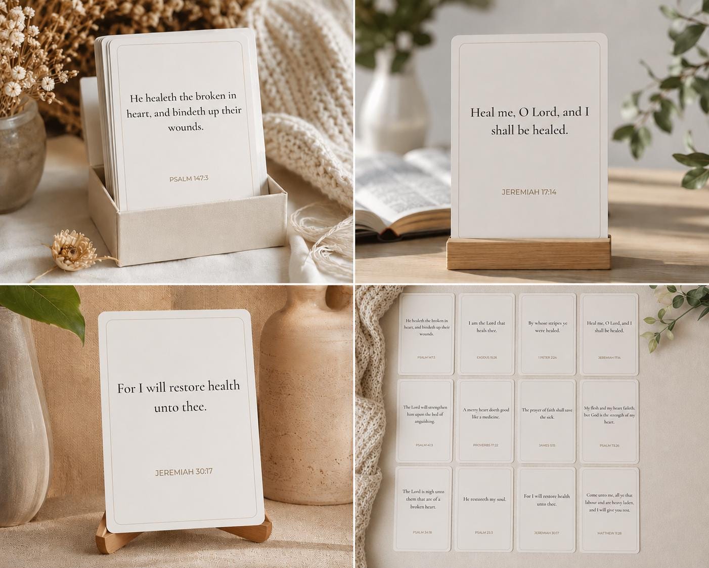 Healing Scripture Cards, Bible Verse Encouragement Set, Faith-Based Comfort (12 Cards)