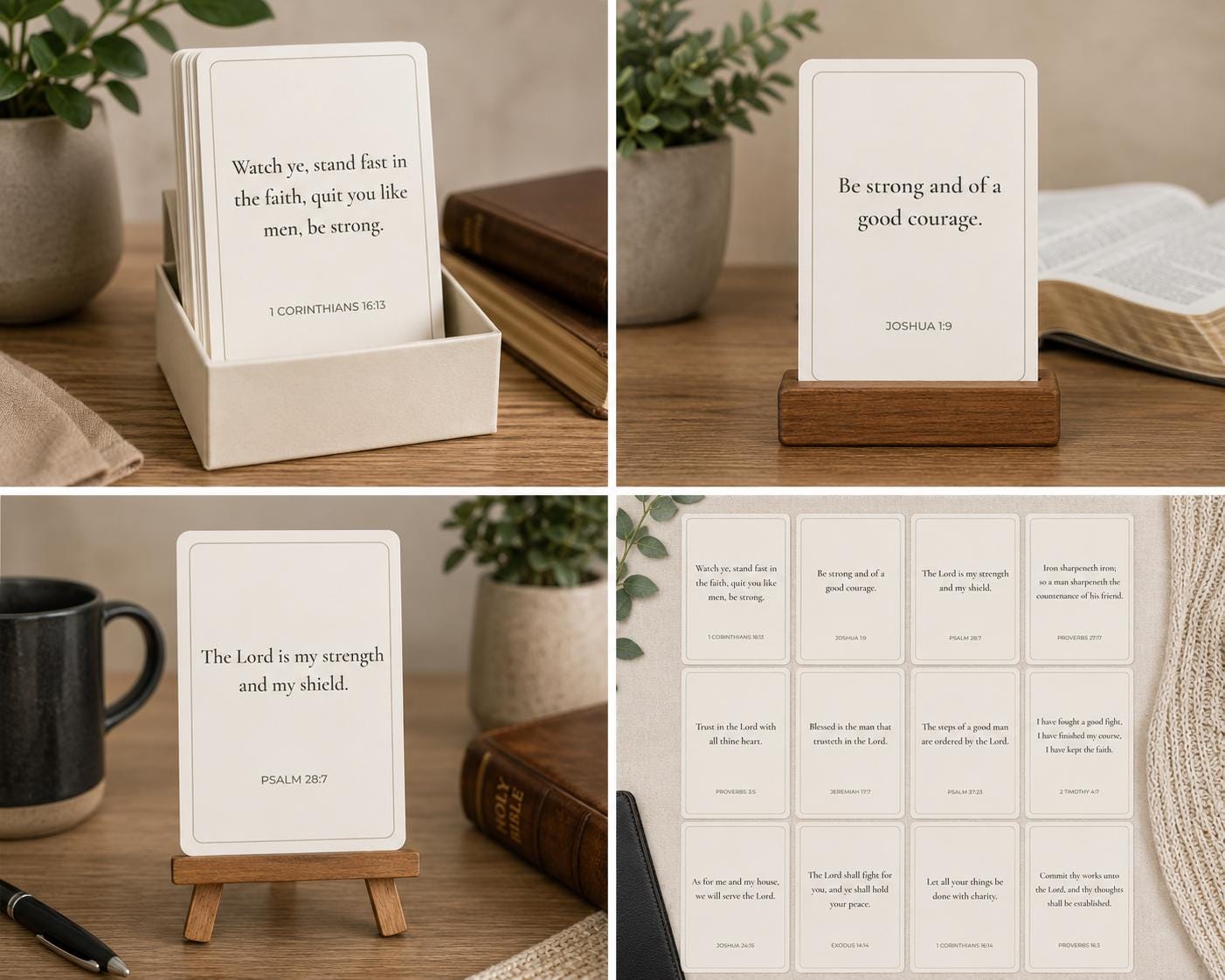 Men's Scripture Cards | Christian Encouragement Bible Verse Set (12 Cards)