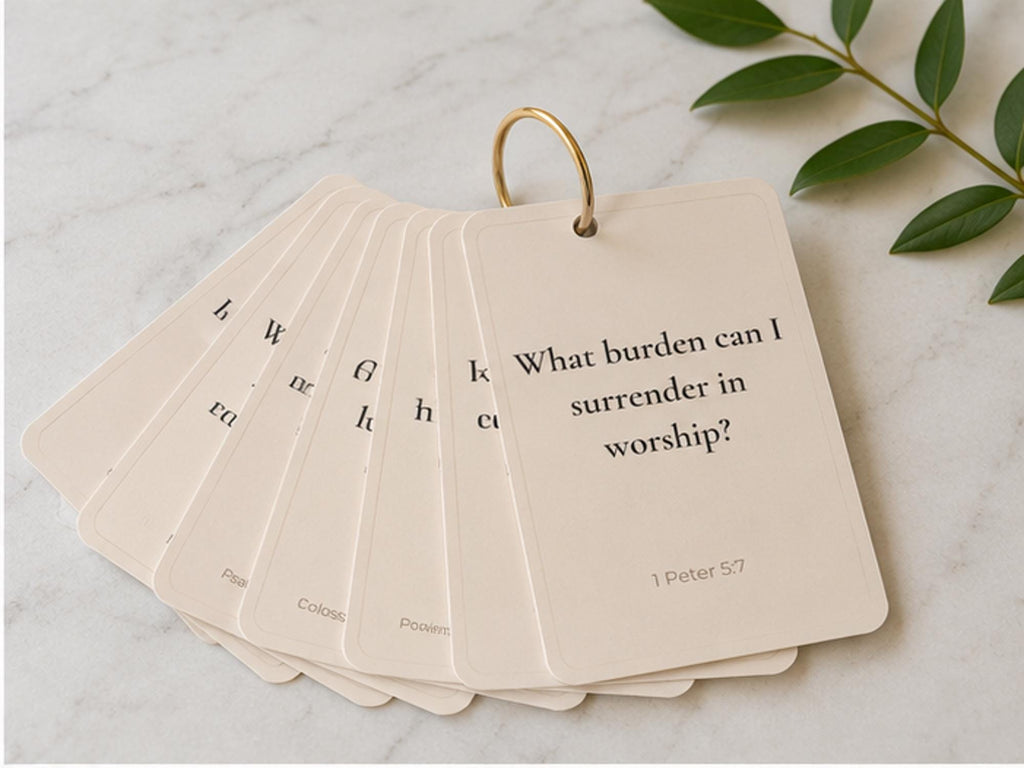 Worship Reflection Cards, Bible Study Prompts, Prayer Journal Ring Set
