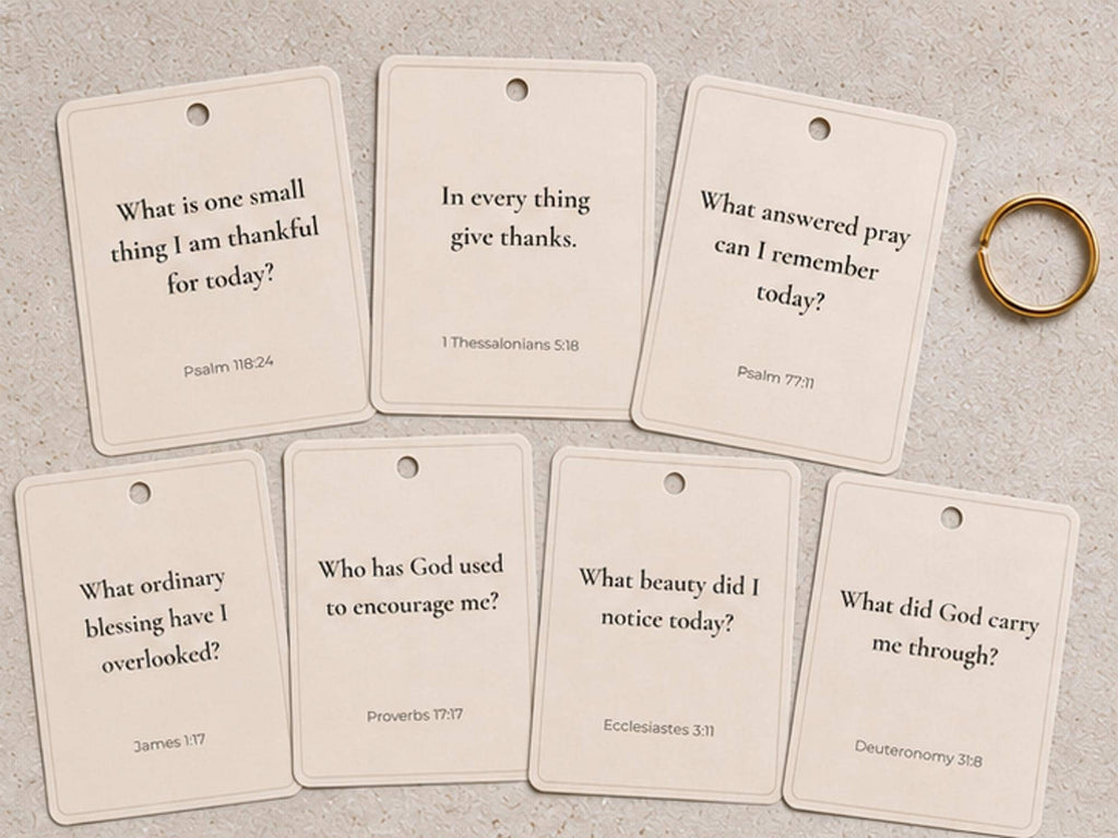 Gratitude Scripture Prompt Cards | Bible Reflection Ring Set