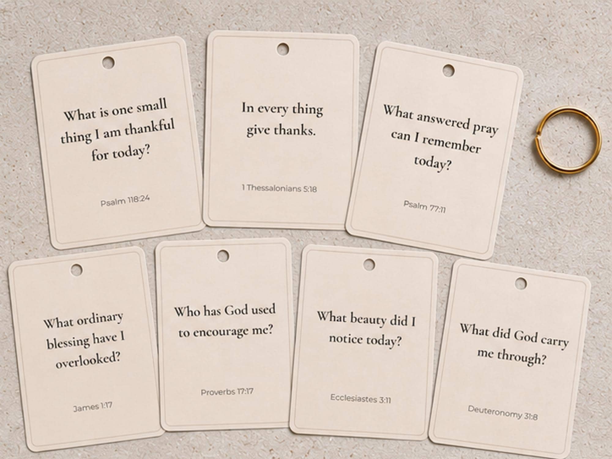 Gratitude Scripture Prompt Cards | Bible Reflection Ring Set