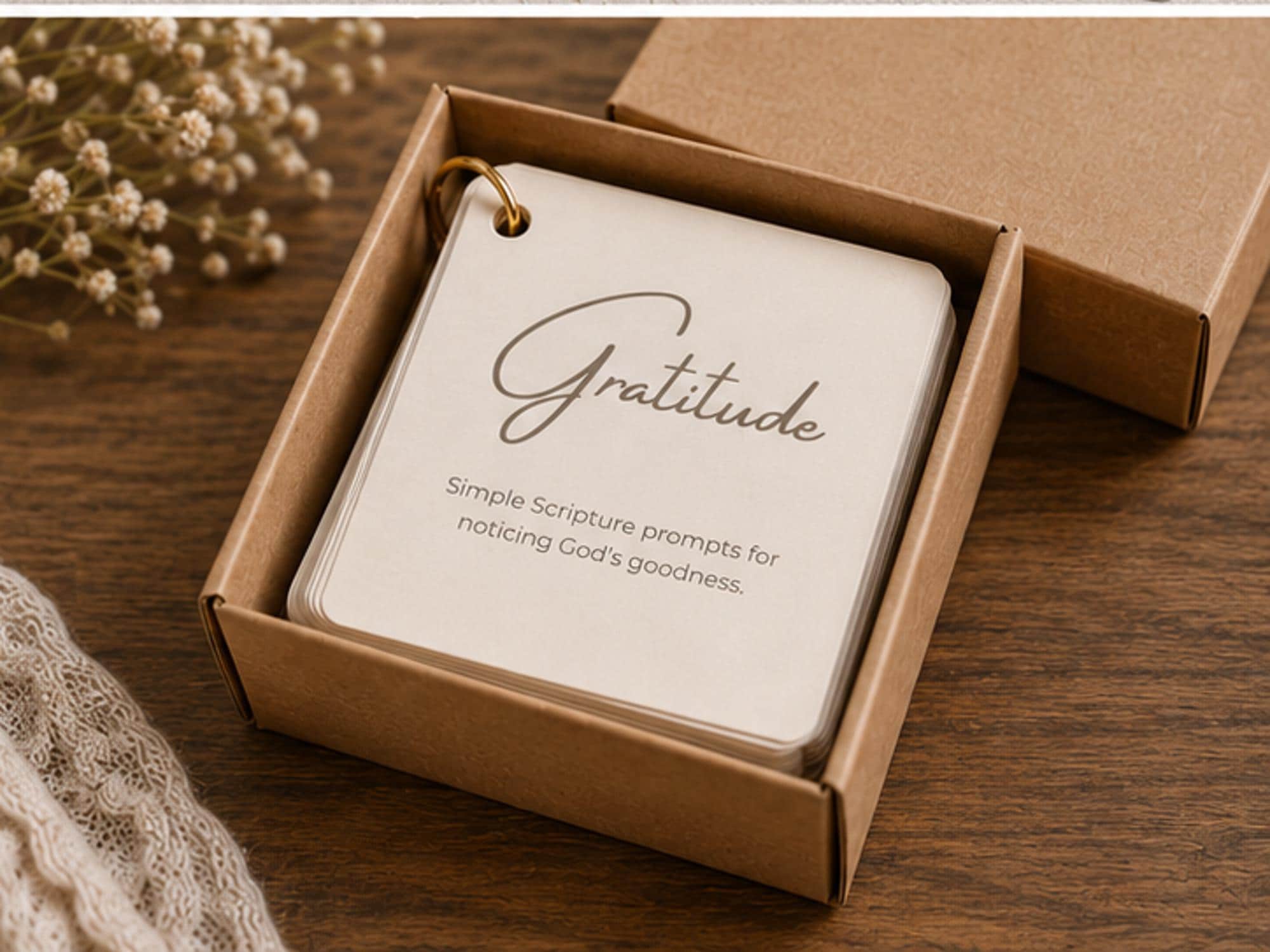 Gratitude Scripture Prompt Cards | Bible Reflection Ring Set