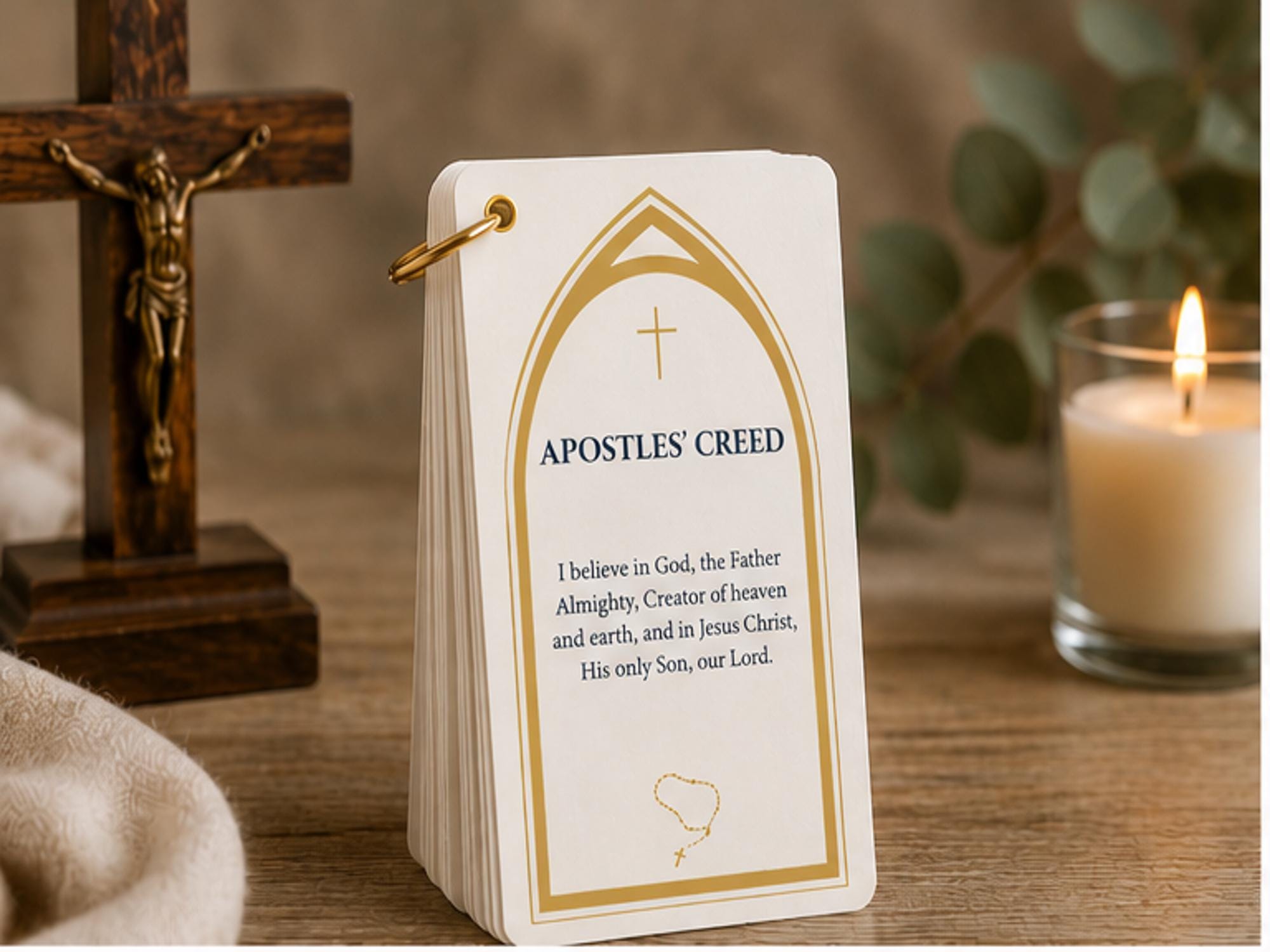 Catholic Rosary Prayer Cards Ring Set | Mysteries, Creed, Reflection Cards