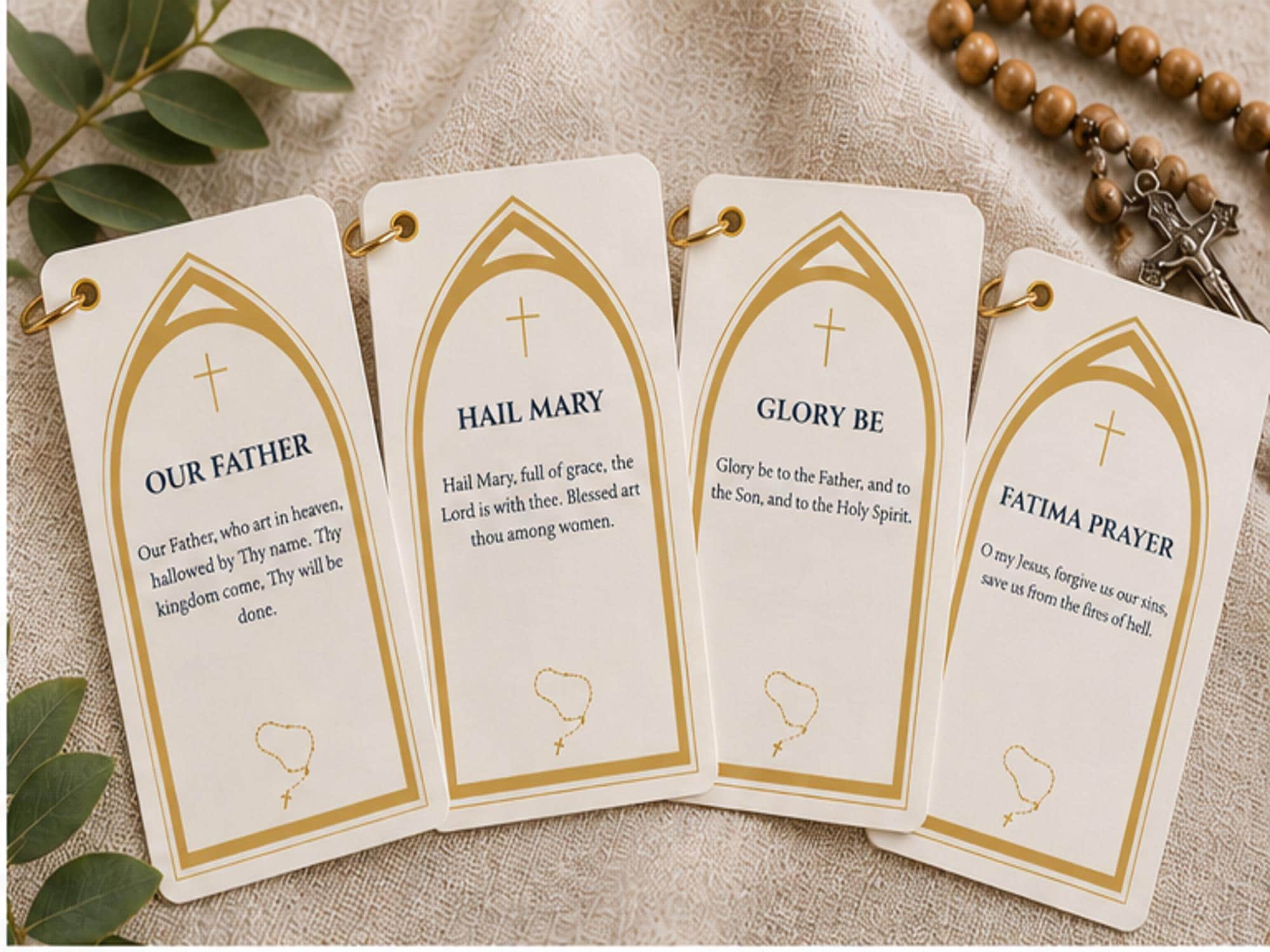 Catholic Rosary Prayer Cards Ring Set | Mysteries, Creed, Reflection Cards