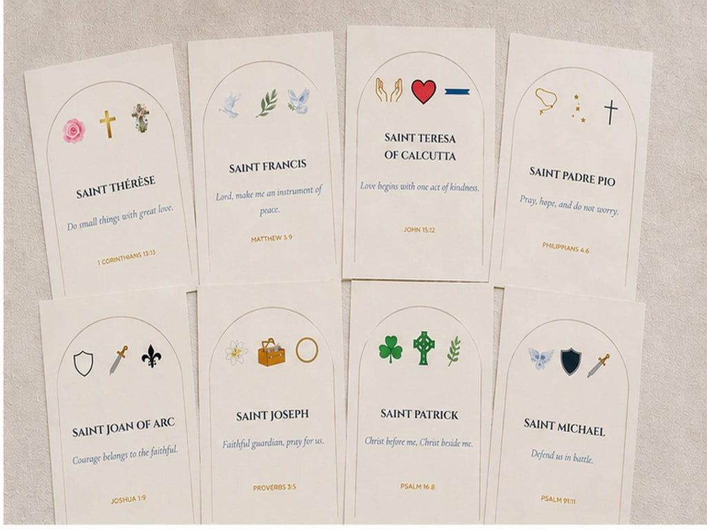 Saint Encouragement Cards Set, Catholic Scripture Prayer Quotes