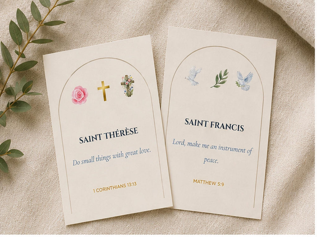 Saint Encouragement Cards Set, Catholic Scripture Prayer Quotes