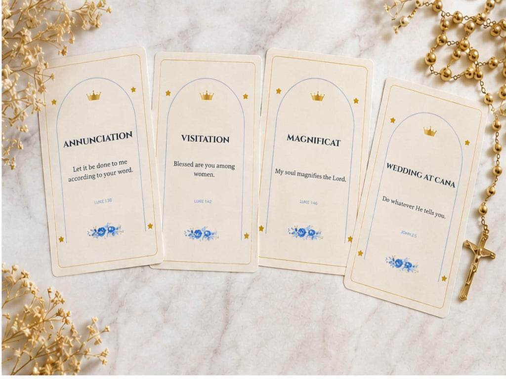Marian Scripture Cards Set, Catholic Prayer, Blessed Mother Bible Verse Gift