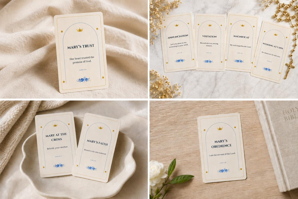 Marian Scripture Cards Set, Catholic Prayer, Blessed Mother Bible Verse Gift