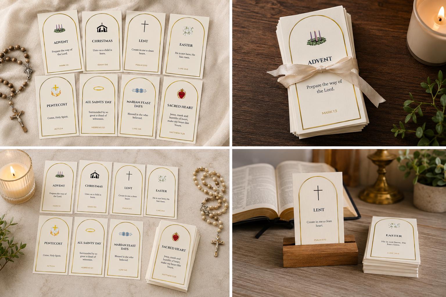 Catholic Feast Scripture Cards | Advent, Christmas, Lent, Easter, Pentecost, All Saints, Marian, Sacred Heart