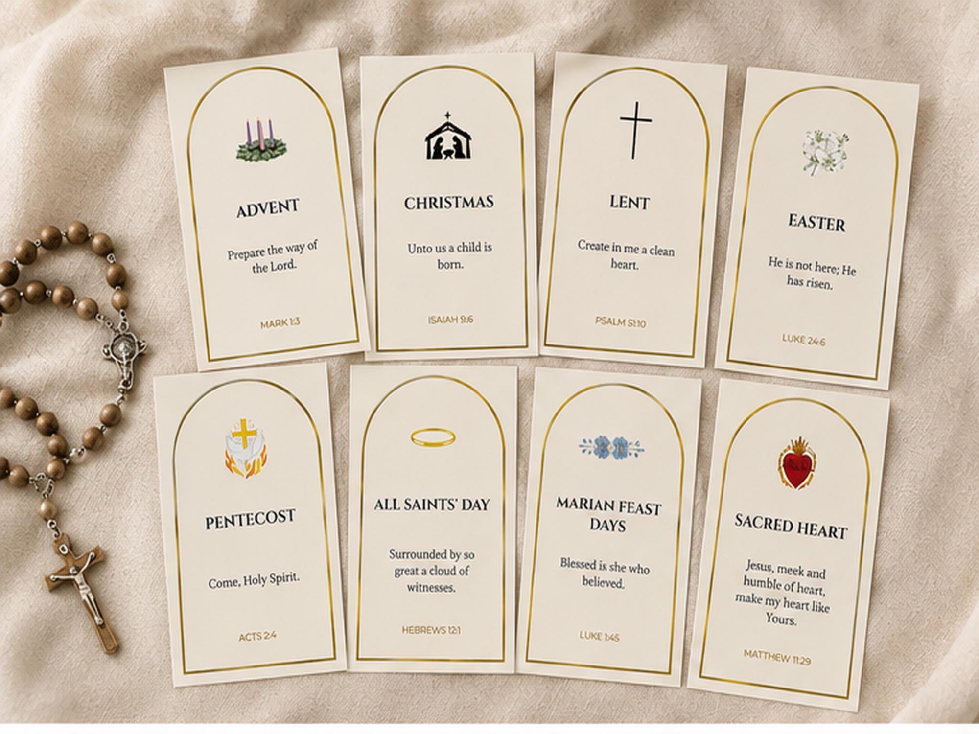 Catholic Feast Scripture Cards | Advent, Christmas, Lent, Easter, Pentecost, All Saints, Marian, Sacred Heart