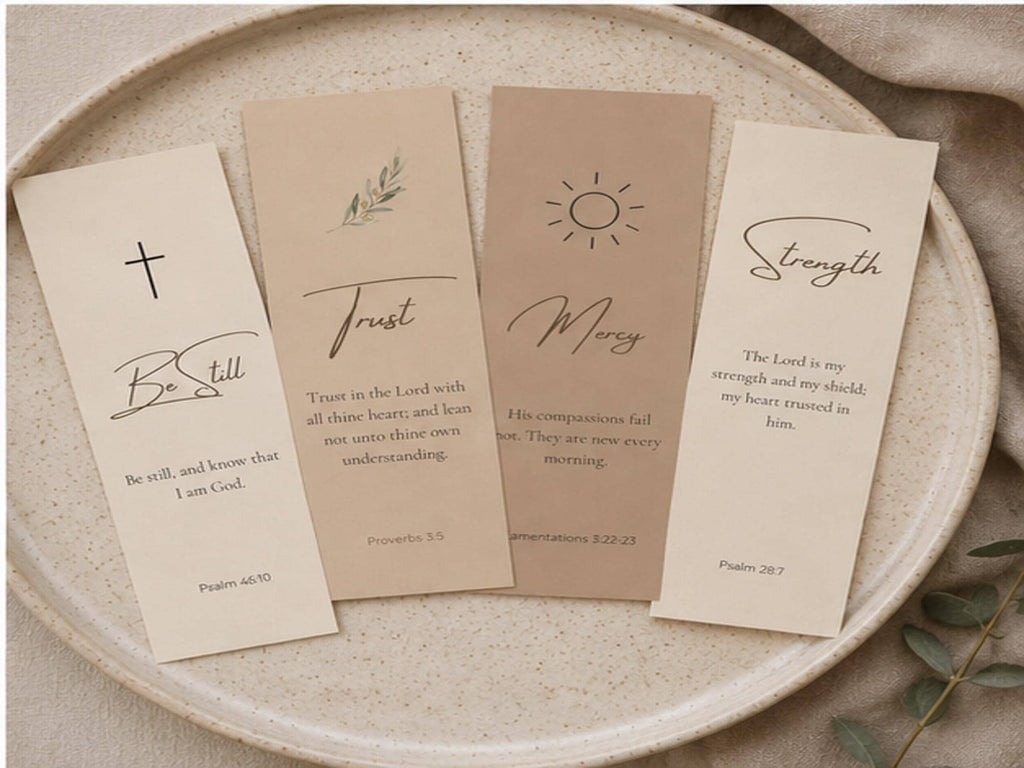 Neutral Scripture Bookmark Set | Bible Verse, Faith, Christian Reader Gift