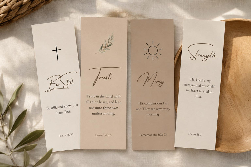 Neutral Scripture Bookmark Set | Bible Verse, Faith, Christian Reader Gift