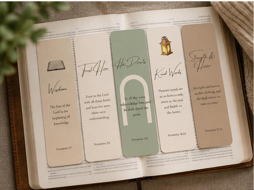 Proverbs Bookmark Set, Christian Bible Verse Scripture Bookmarks