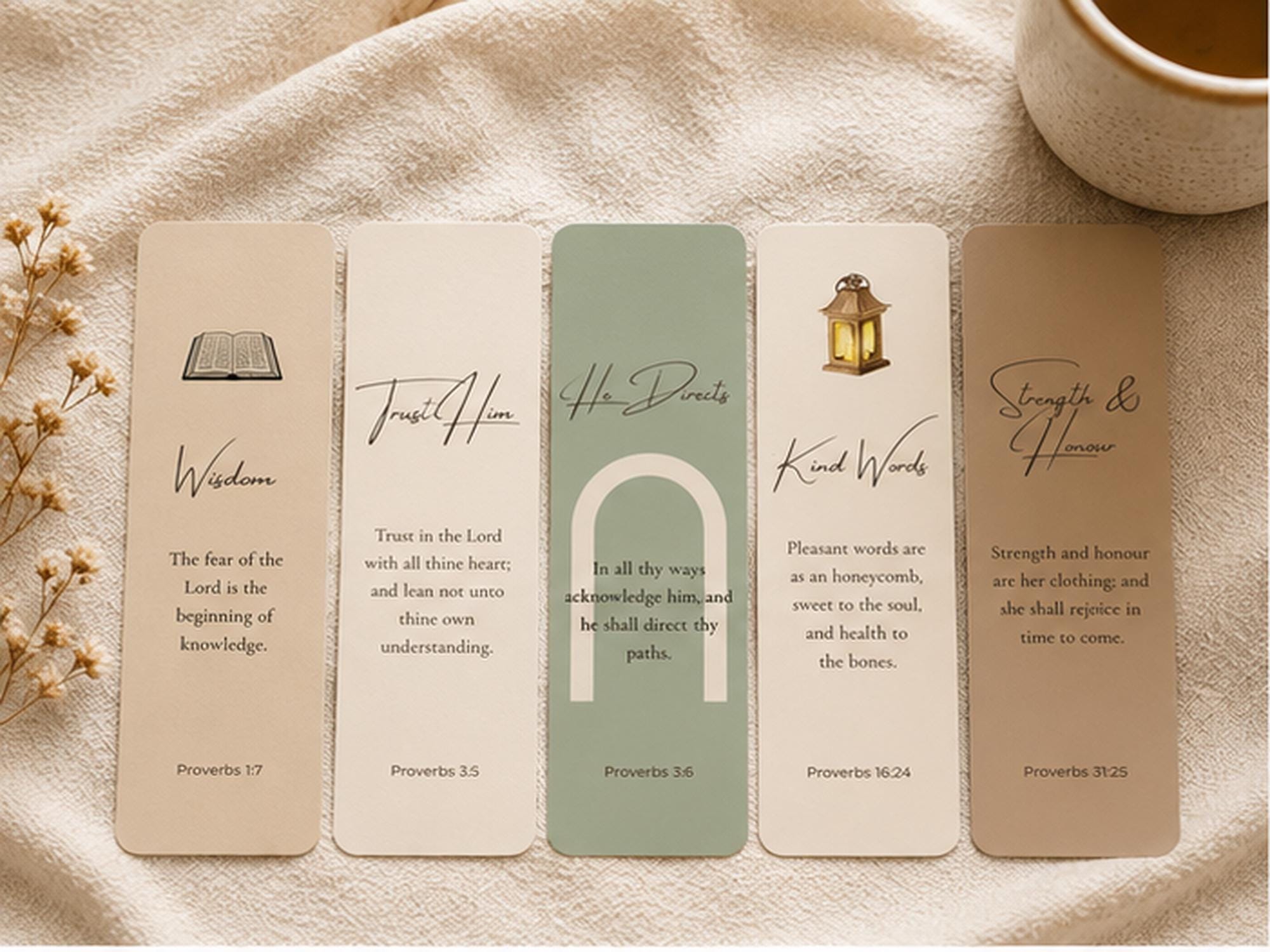 Proverbs Bookmark Set, Christian Bible Verse Scripture Bookmarks