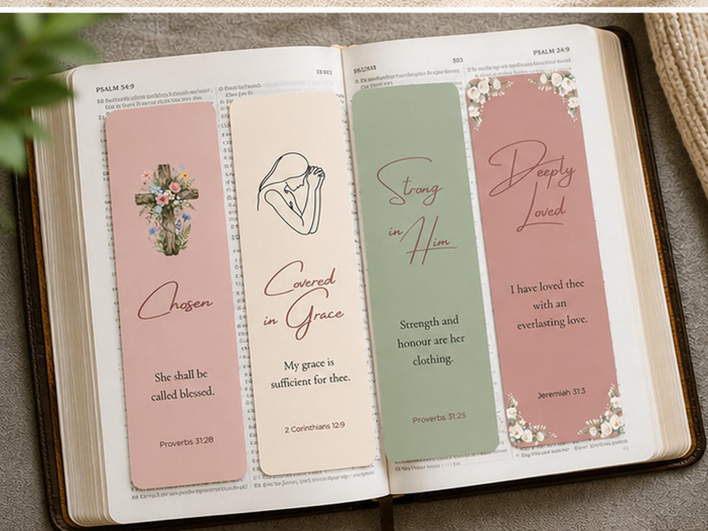 Set of 4  Scripture Bookmarks, Christian Faith Bible Study Gift