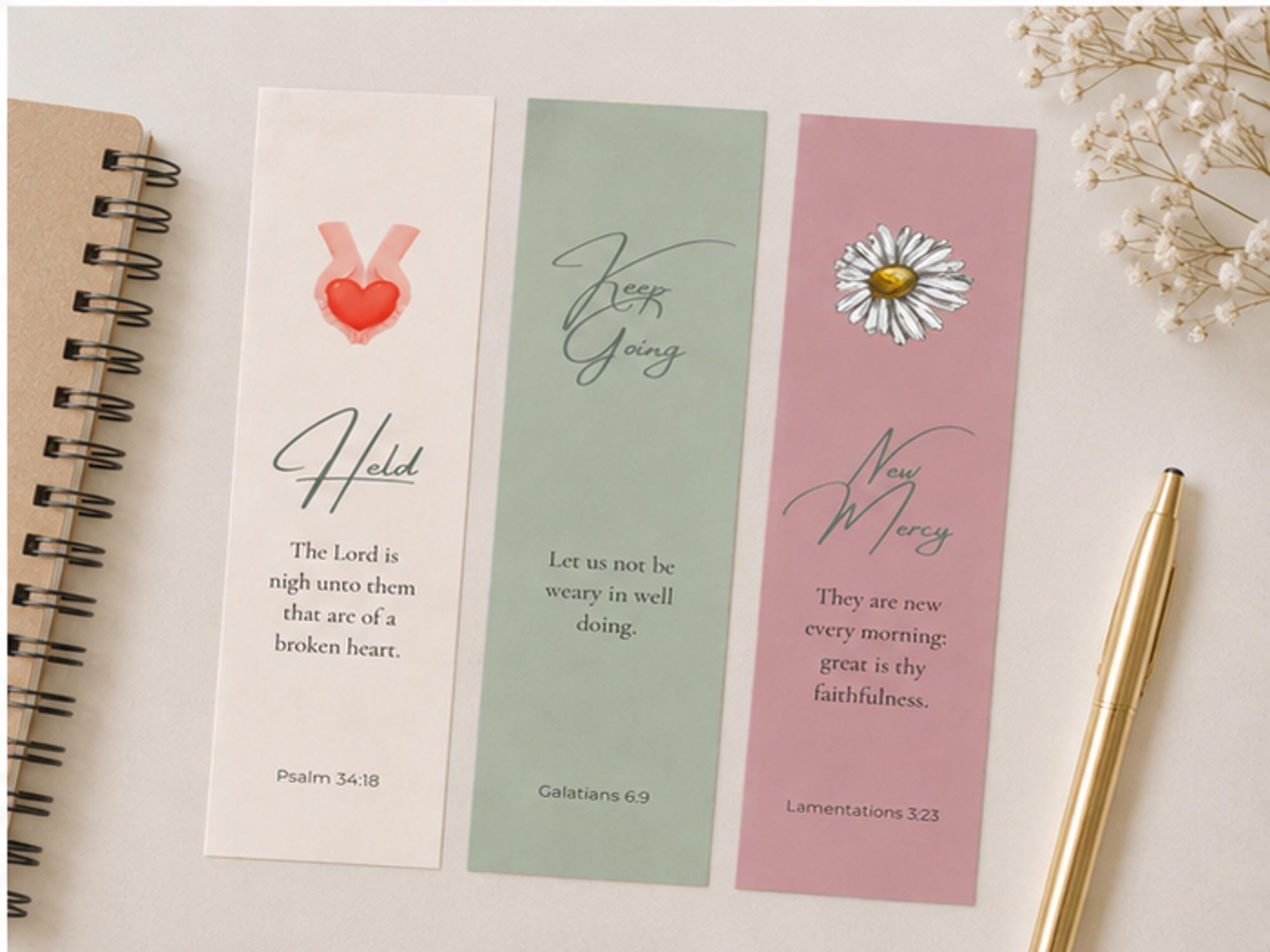 Scripture Bookmark Set | Christian Bible Verse Cardstock (Set of 3)