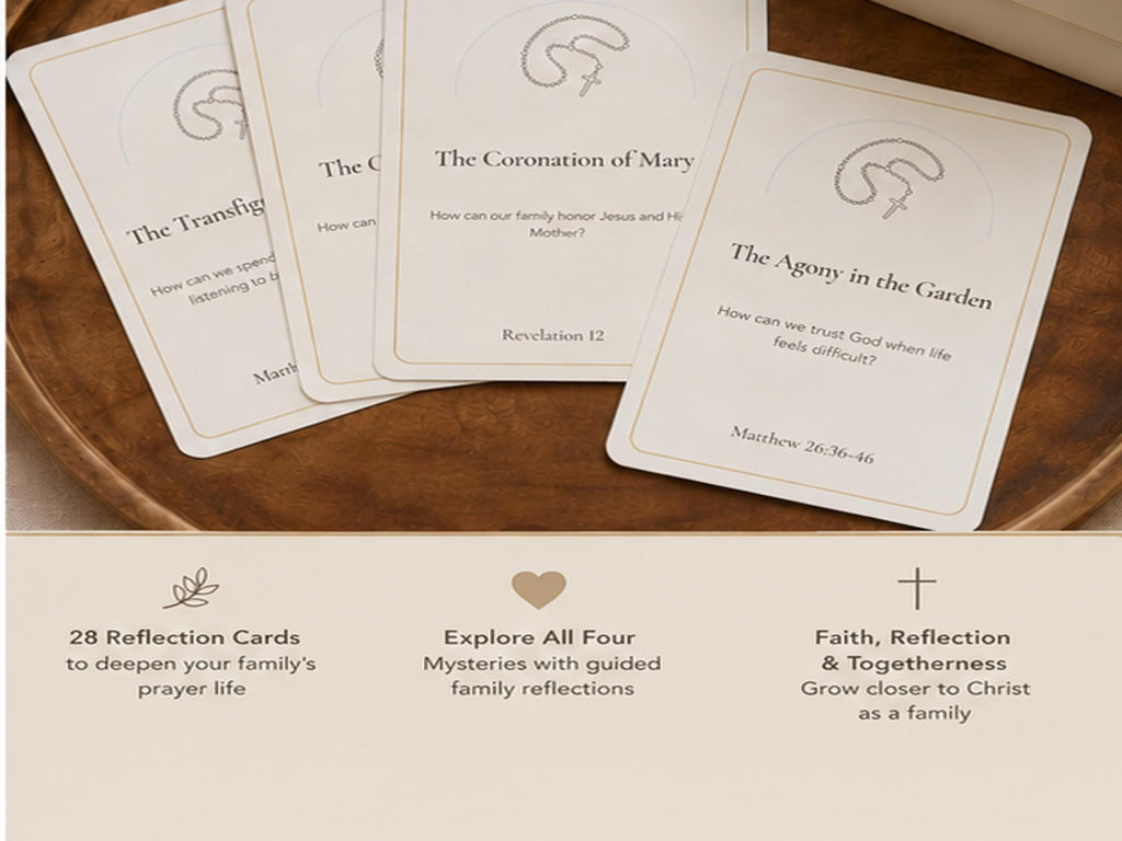 Catholic Family Rosary Reflection Cards | 28 Mysteries Discussion Prompts