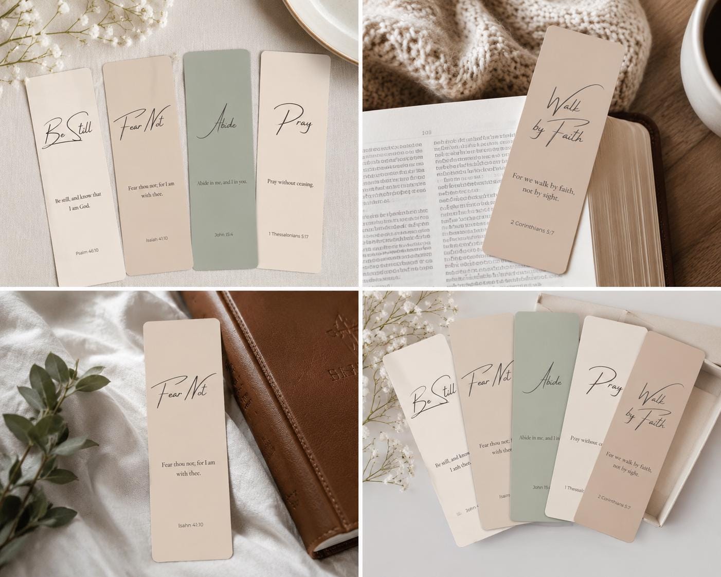 Scripture Bookmark Set, Minimalist Bible Verse Christian Gift