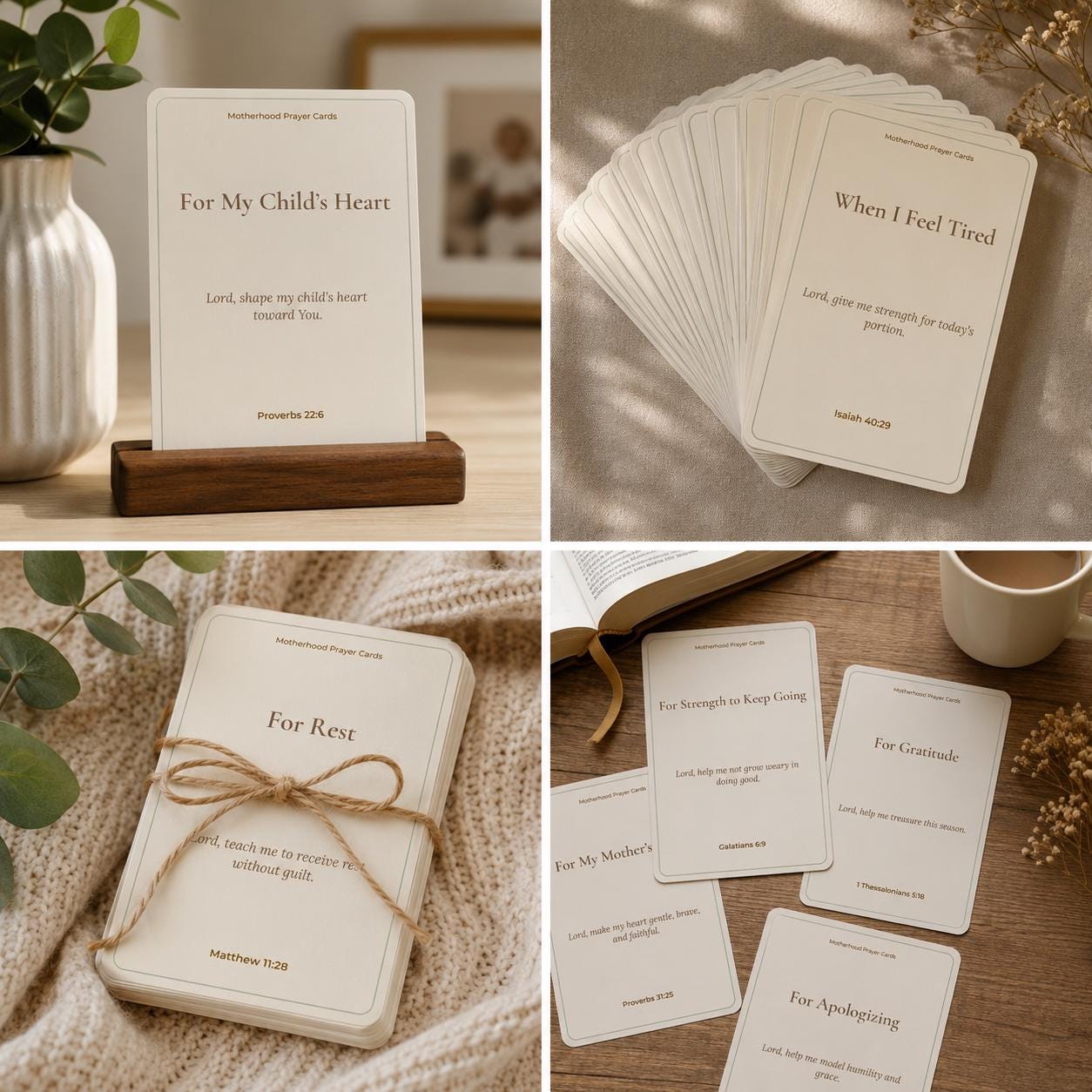 Motherhood Prayer Cards, Christian Scripture Encouragement for Moms