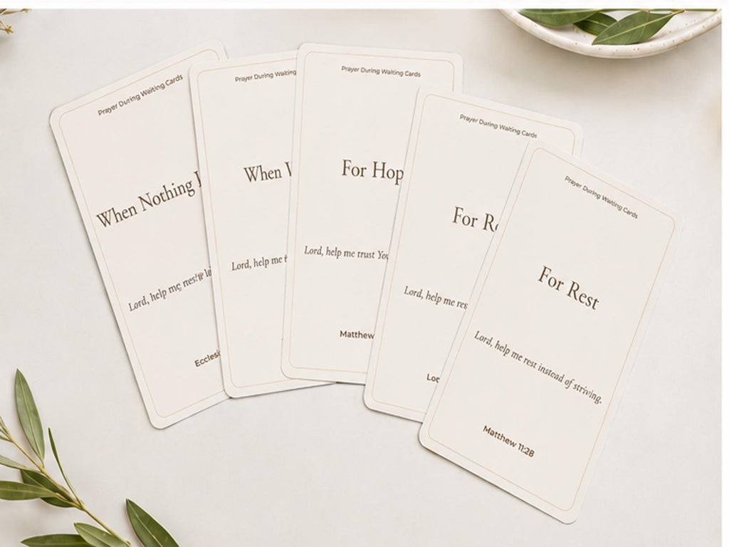Prayer During Waiting Cards, Scripture Encouragement, Christian Faith Prompts