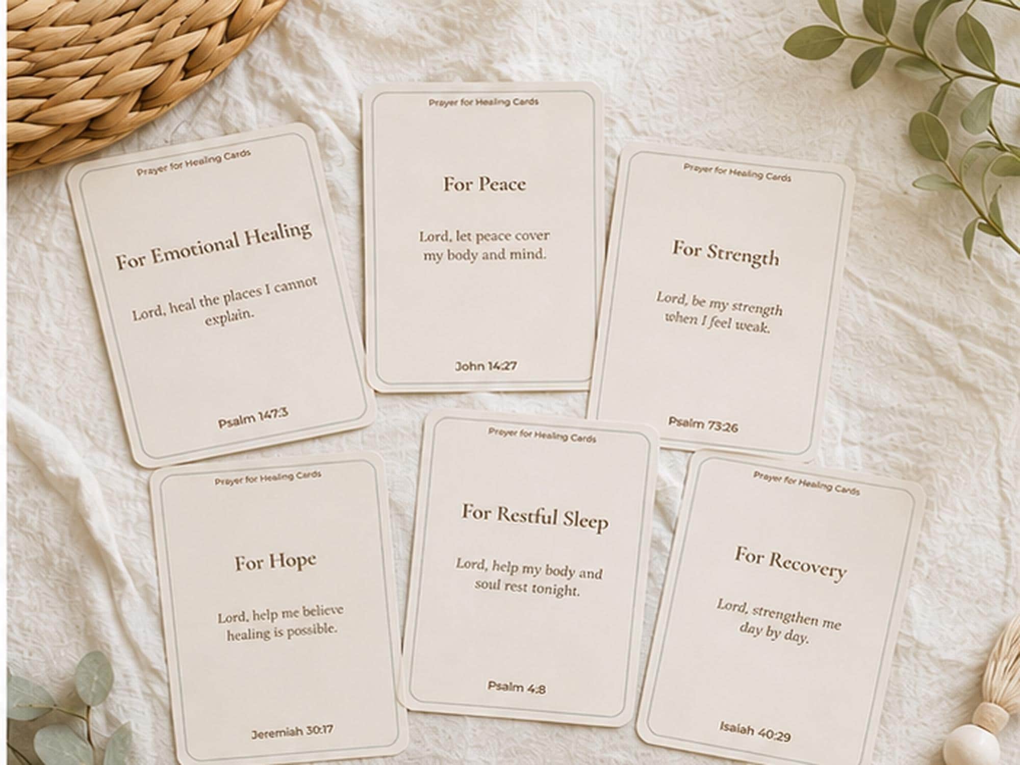 30 Christian Healing Prayer Cards, Scripture Encouragement Bible Verse Set