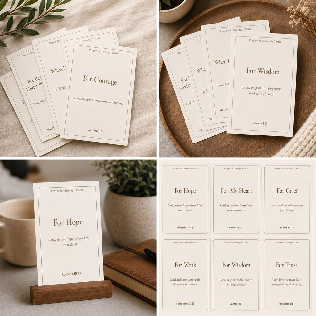 Christian Prayer for Strength Cards | Scripture Encouragement Set (30 Cards)
