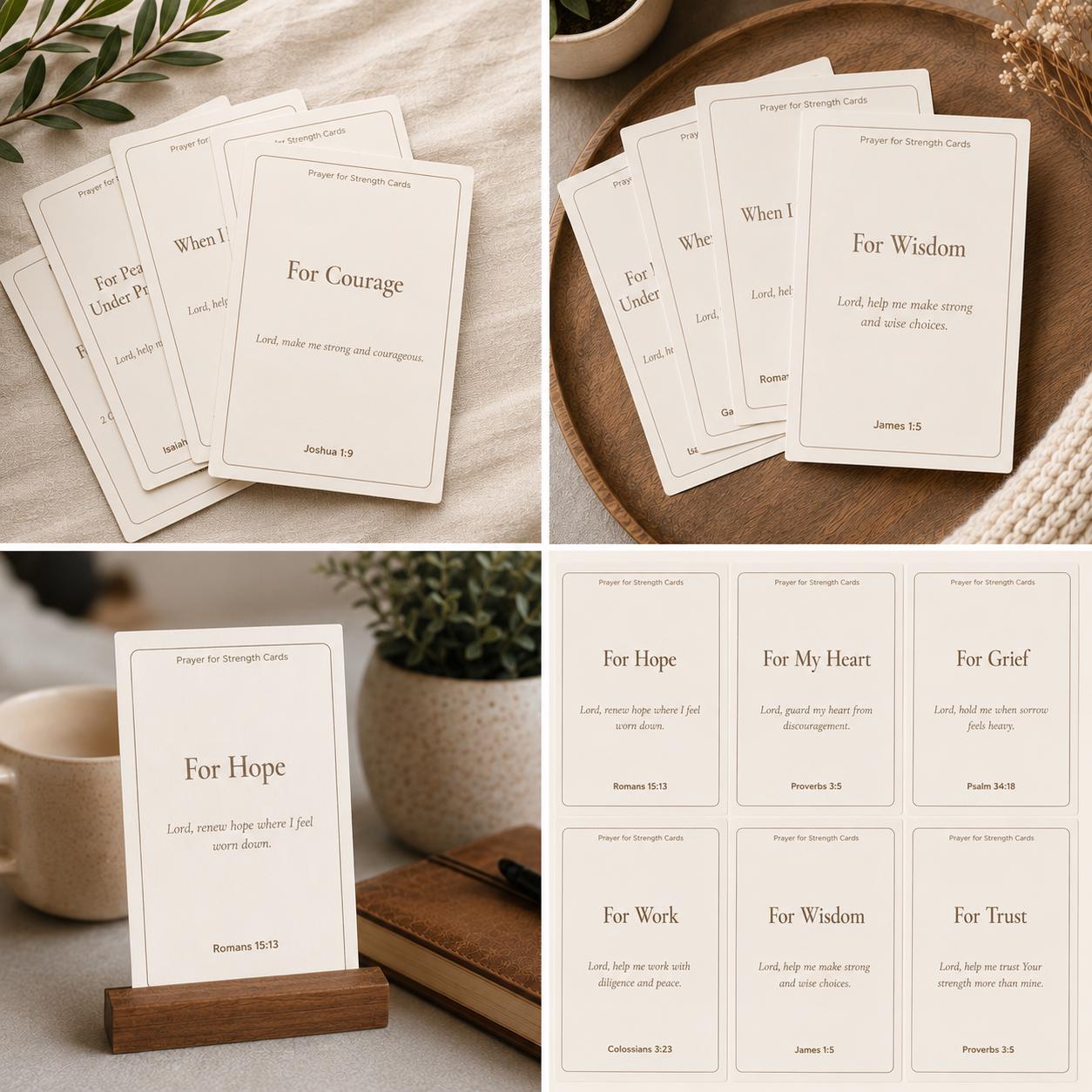 Christian Prayer for Strength Cards | Scripture Encouragement Set (30 Cards)