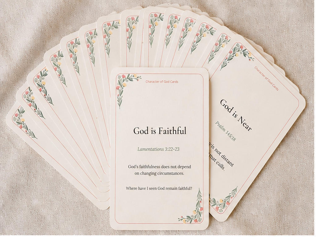 Character of God Scripture Cards, Bible Verse Reflection Devotional Set