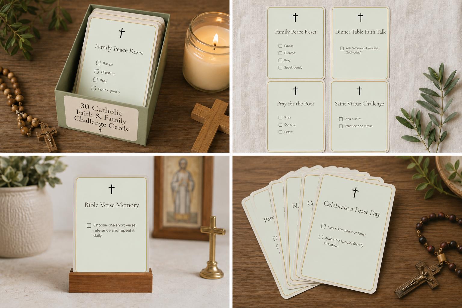 Catholic Faith Family Challenge Cards | Daily Activities, Prayer, Homeschool Resource