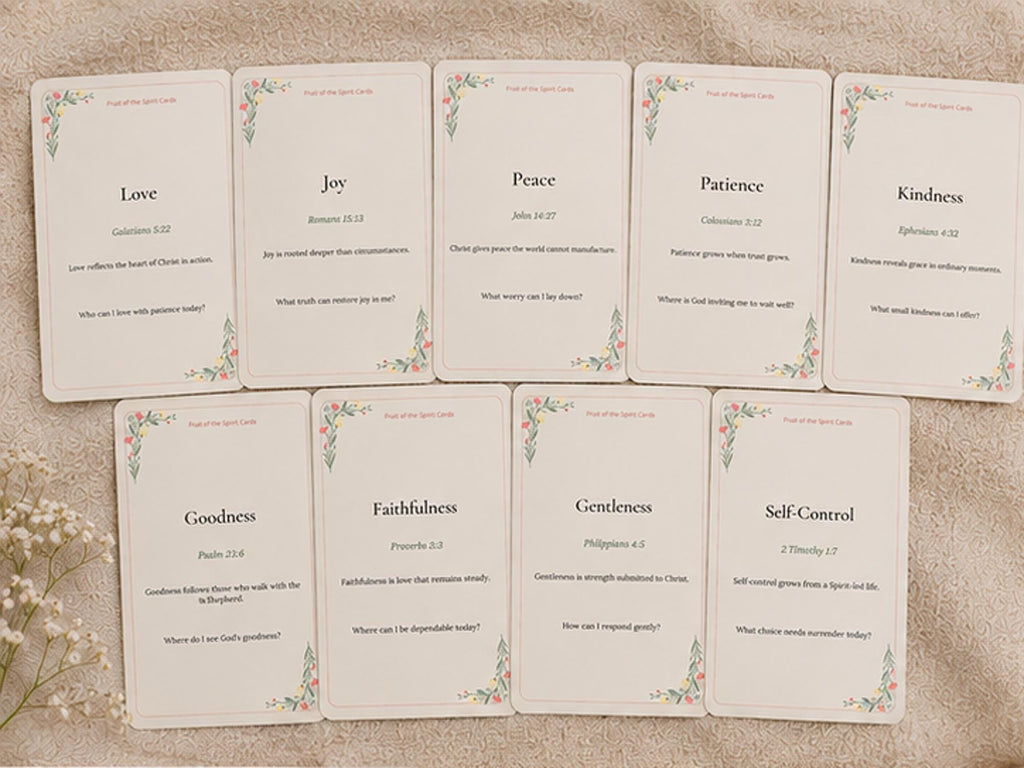 Fruit of the Spirit Reflection Cards | Christian Scripture Bible Study Set