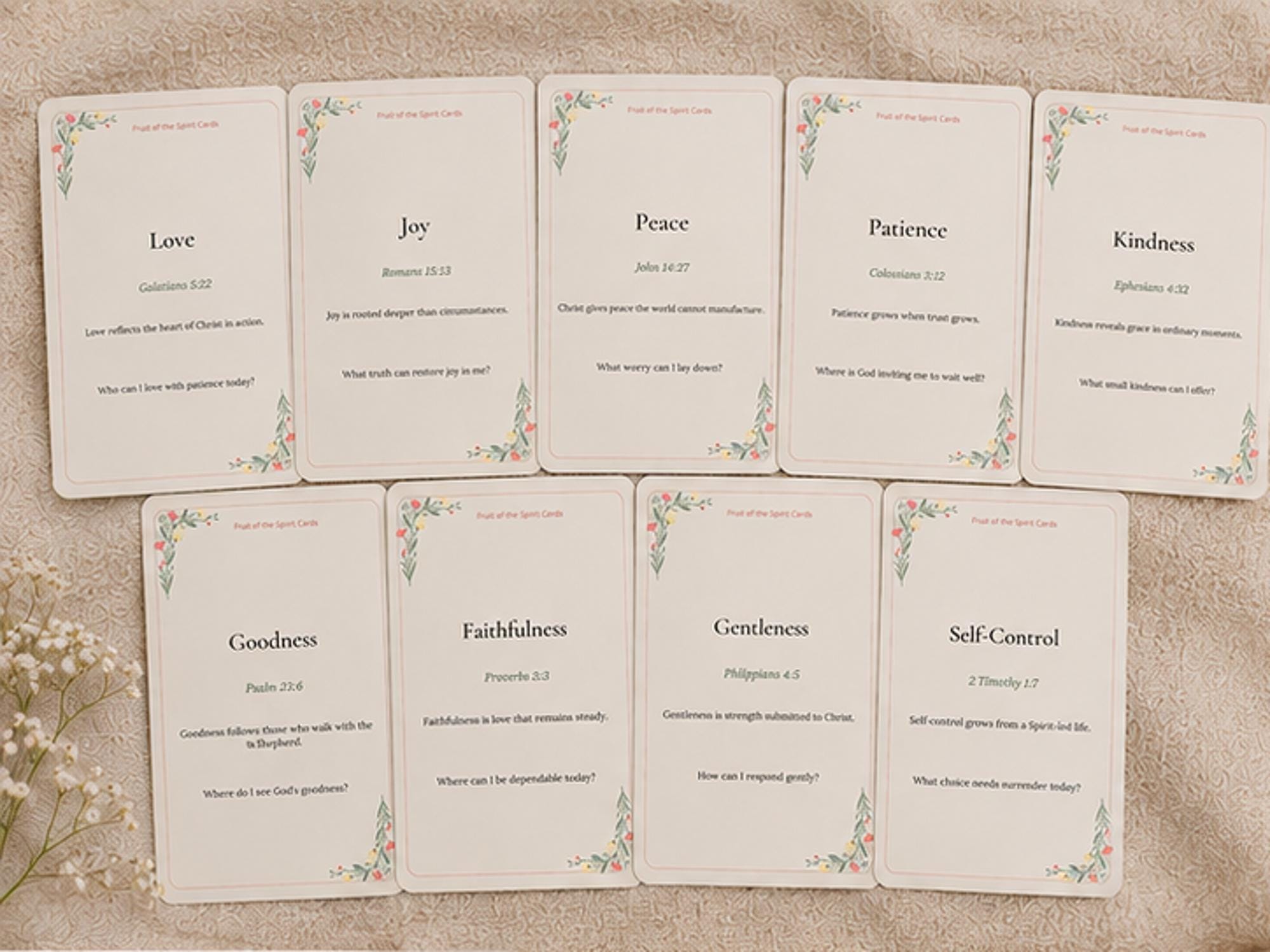 Fruit of the Spirit Reflection Cards | Christian Scripture Bible Study Set