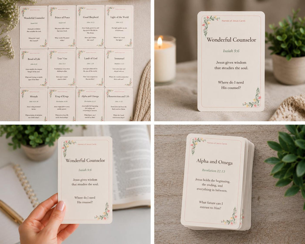 Names of Jesus Scripture Cards, Bible Study Reflection Set