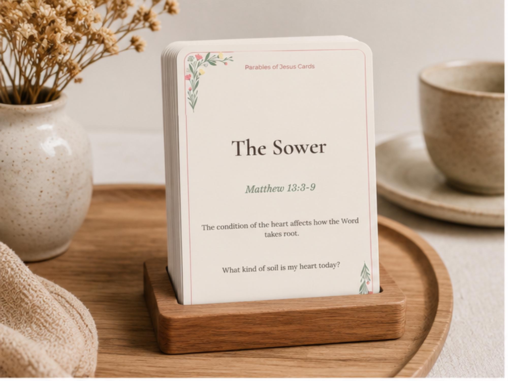 Parables of Jesus Scripture Cards | Bible Study Reflection | Christian Devotional (Set of 10)