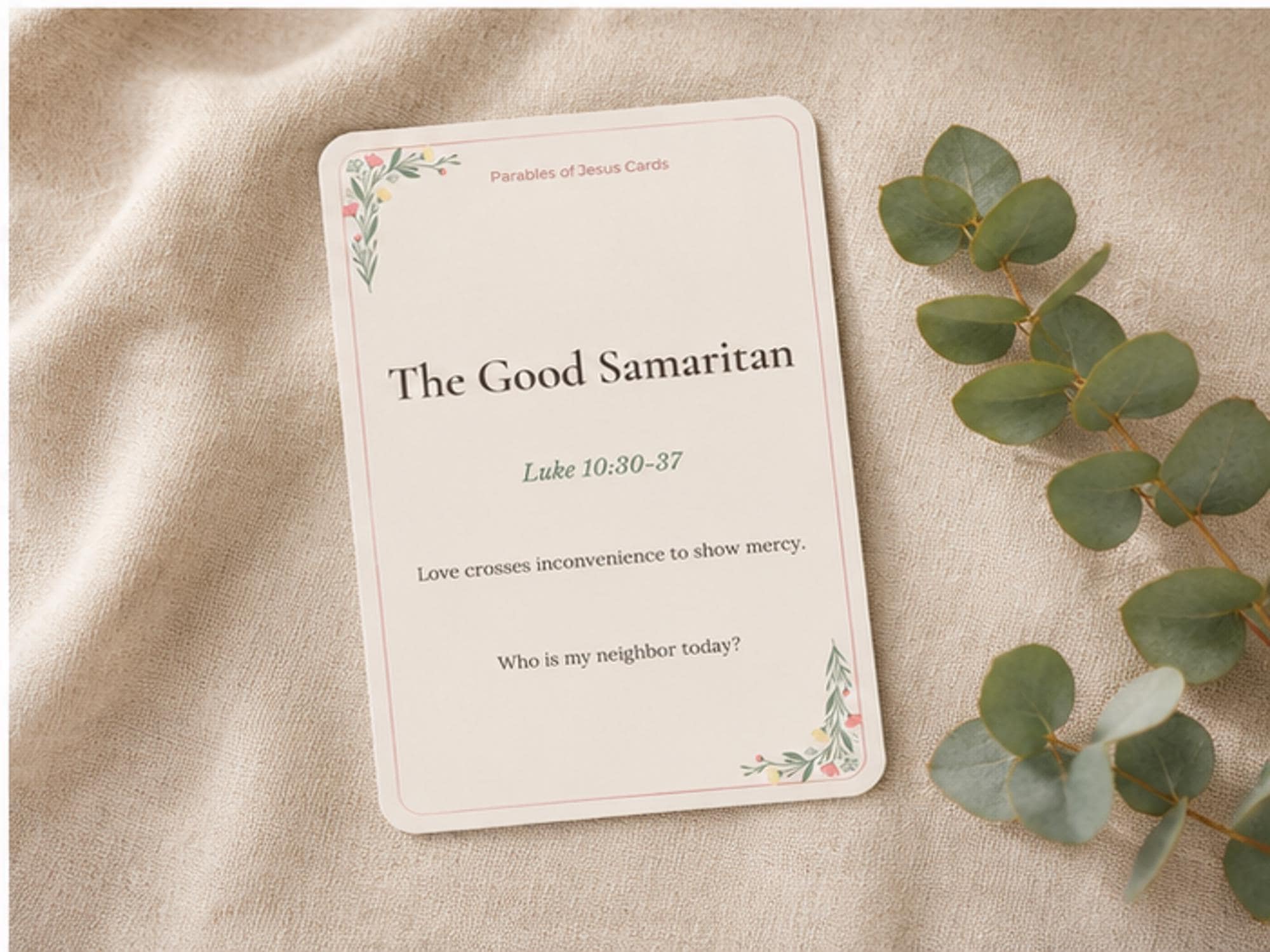 Parables of Jesus Scripture Cards | Bible Study Reflection | Christian Devotional (Set of 10)
