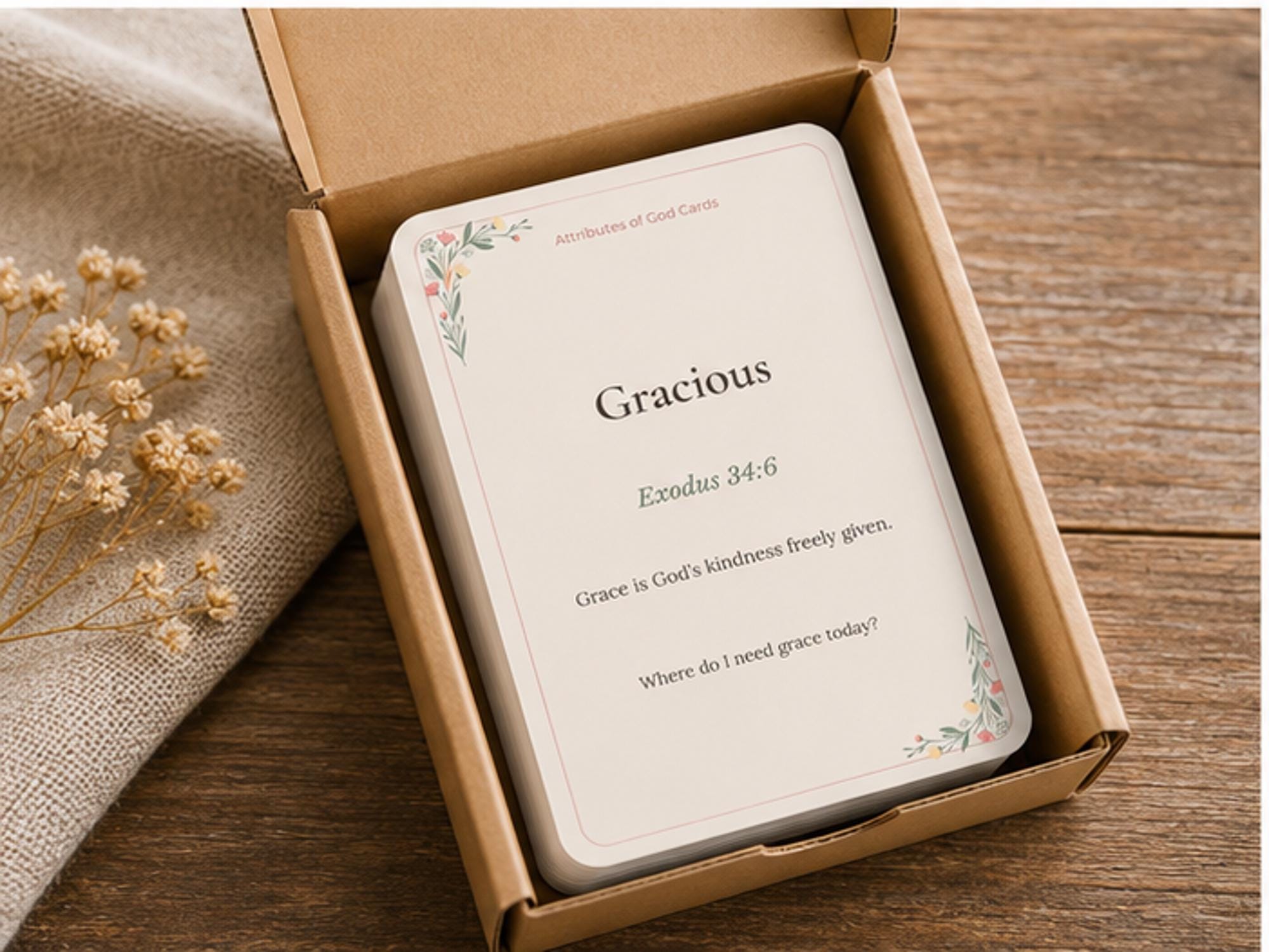 Attributes of God Cards, Christian Reflection, Scripture Study, Bible Journaling Prompts