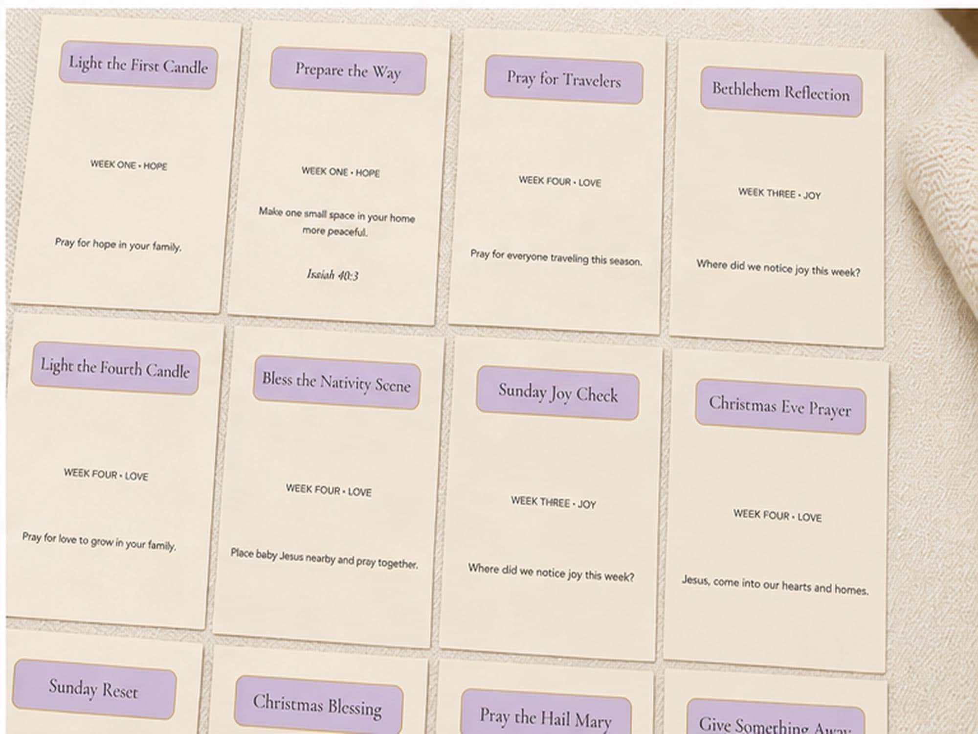 Catholic Family Advent Cards | 28 Activity Cards, Prayers, Traditions (Set)