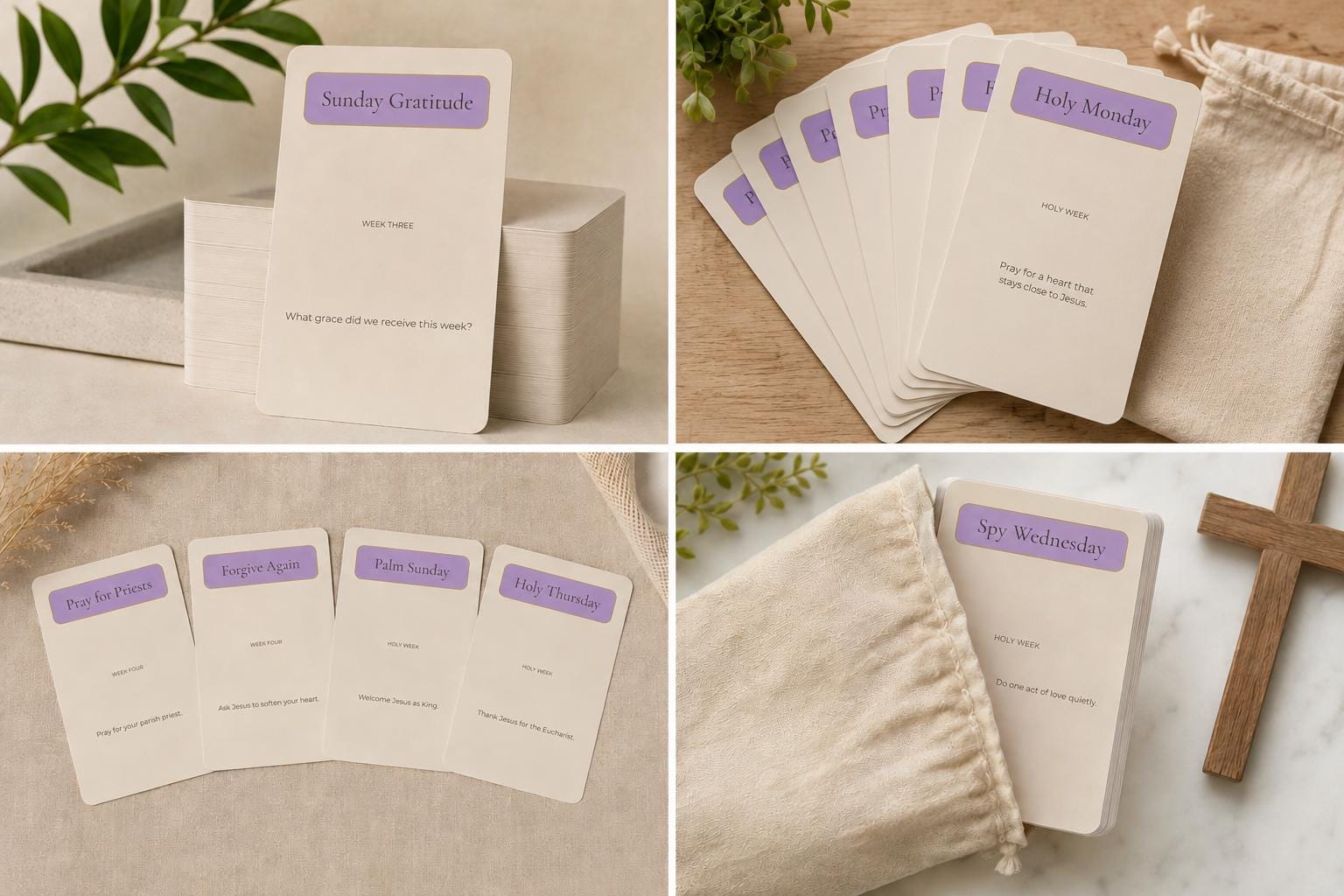 Holy Week Reflection Cards, Catholic Devotional, Lent Prayer Prompts, Family Faith Activities