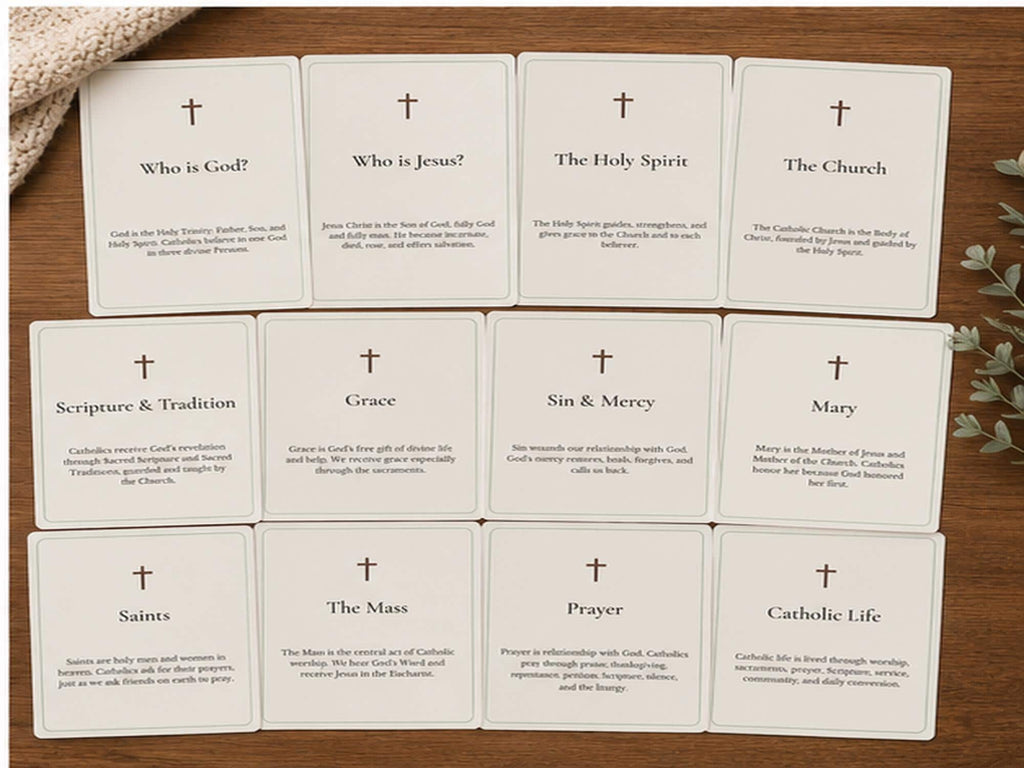 Catholic Faith Basics Study Cards | OCIA RCIA Resource Set (12 Cards)