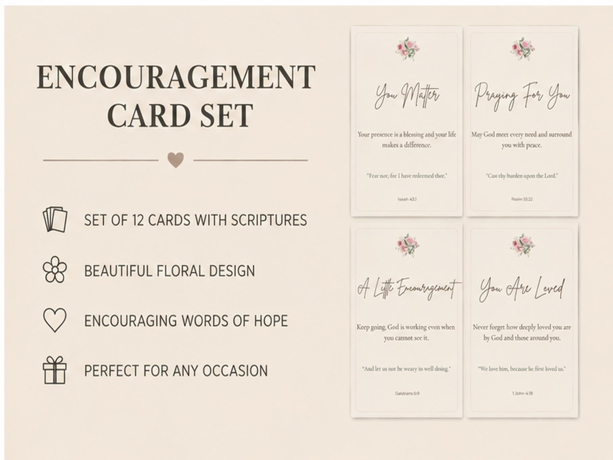Christian Encouragement Cards Set | Scripture, Thinking of You, Sympathy Gift