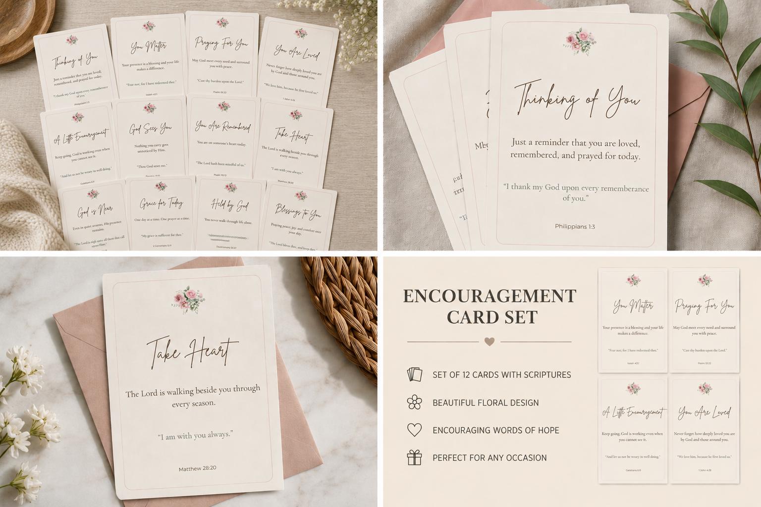 Christian Encouragement Cards Set | Scripture, Thinking of You, Sympathy Gift