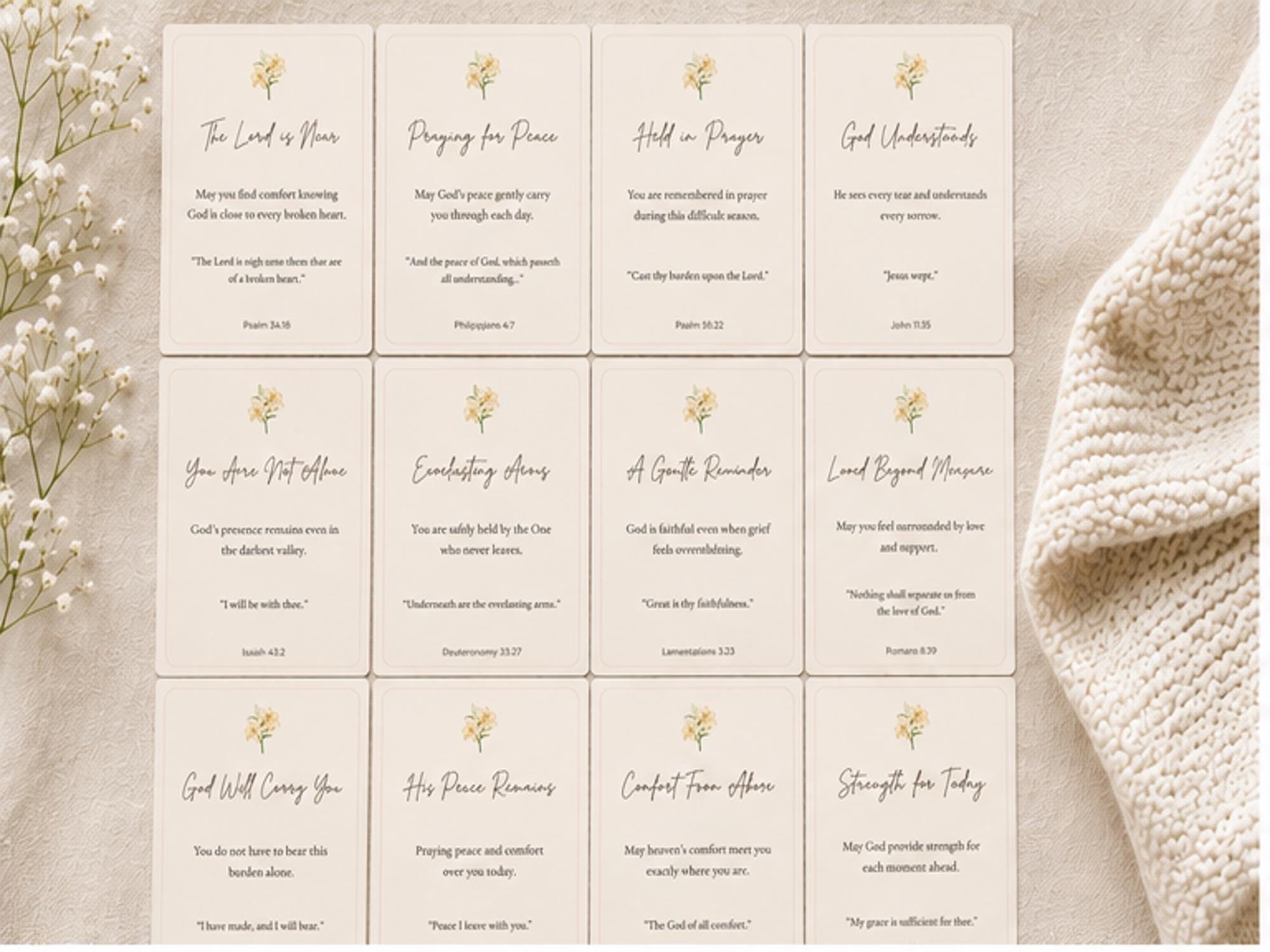 Sympathy Scripture Cards | Christian Encouragement, Grief Support, Bereavement (Set of 12)