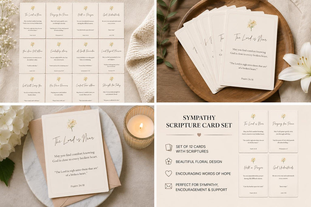Sympathy Scripture Cards | Christian Encouragement, Grief Support, Bereavement (Set of 12)