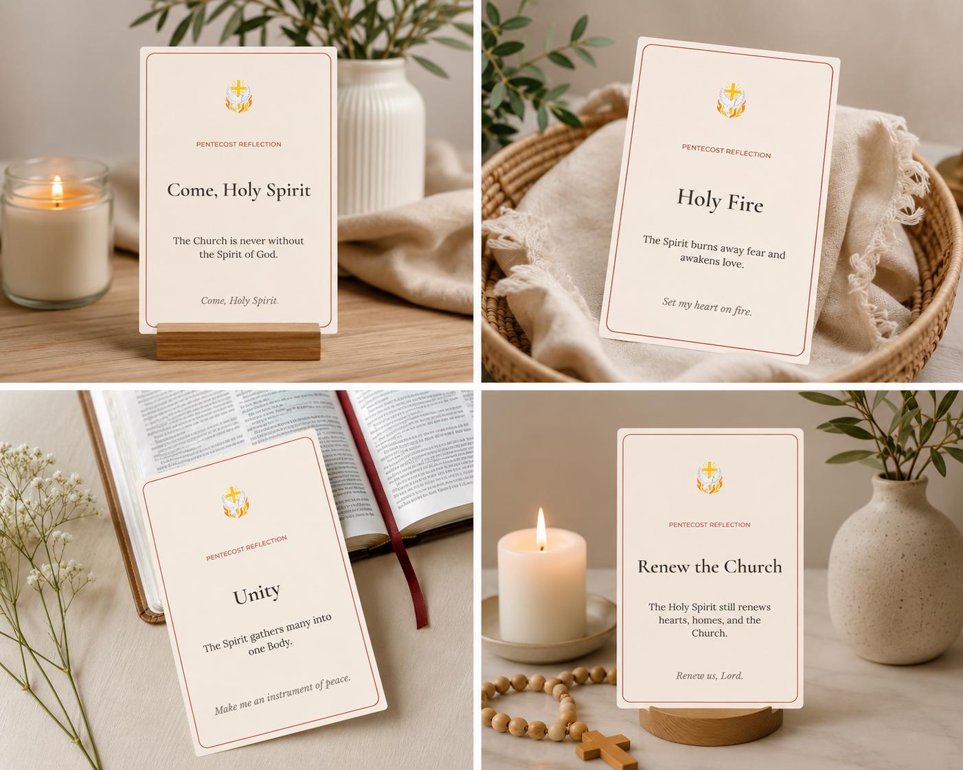 Pentecost Reflection Cards: Holy Spirit Devotional Set (8 Cards)