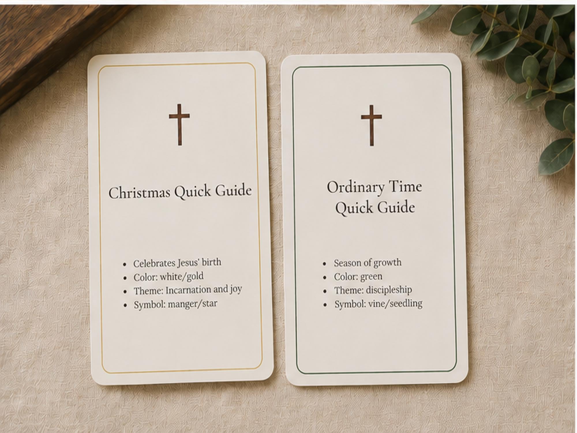 Catholic Liturgical Calendar Reference Cards | Church Year Guide, Seasons, OCIA RCIA Gift