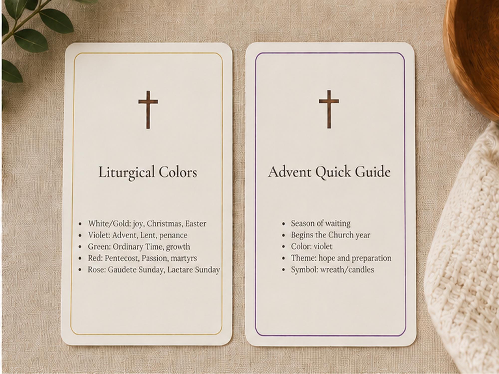 Catholic Liturgical Calendar Reference Cards | Church Year Guide, Seasons, OCIA RCIA Gift