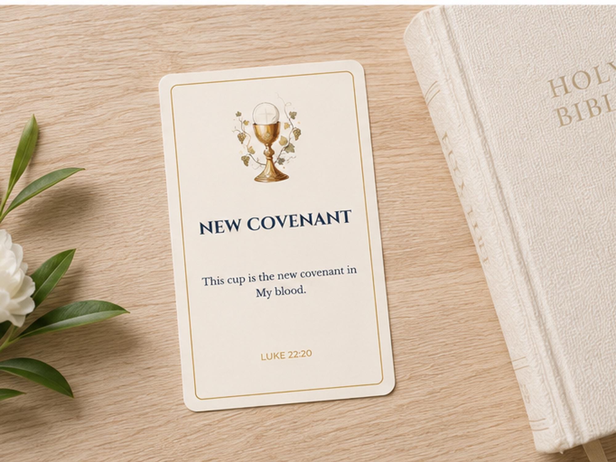 Eucharist Scripture Cards, Catholic Prayer, Communion Bible Verse, Gold Chalice Design